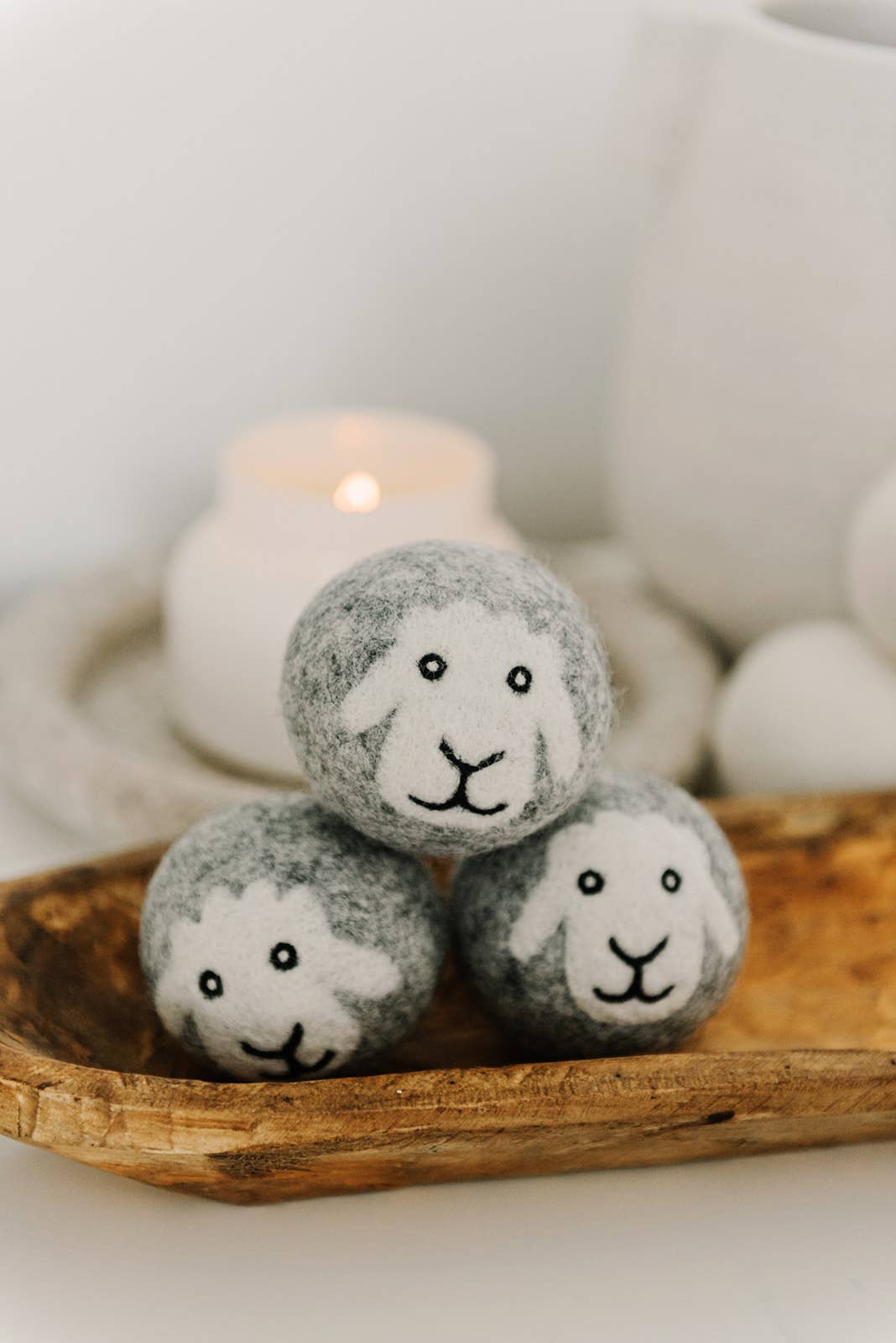 "Smiling Sheep" Hand-Felted Dryer Balls Bulk 15 balls