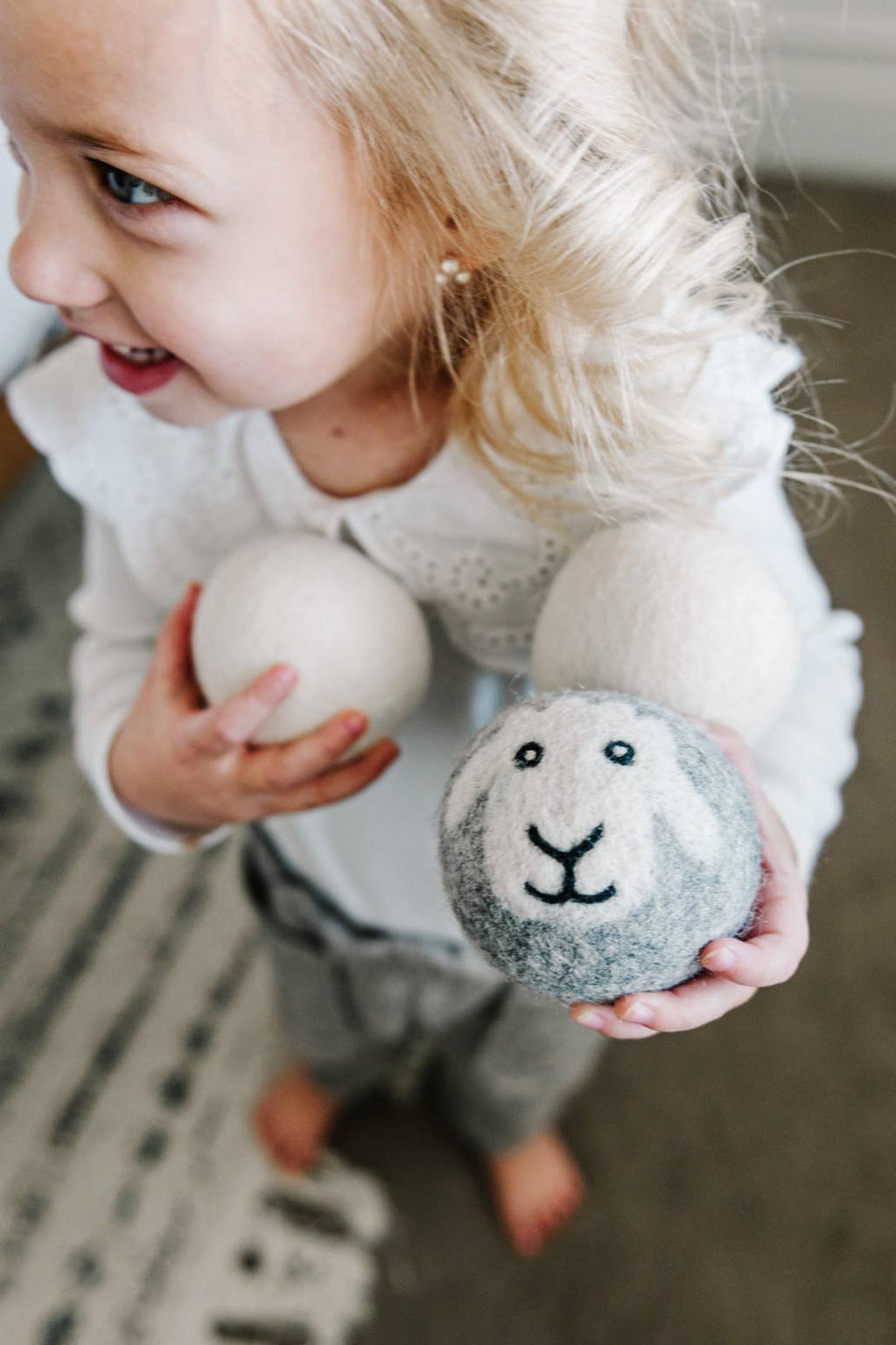 "Smiling Sheep" Hand-Felted Dryer Balls Bulk 15 balls
