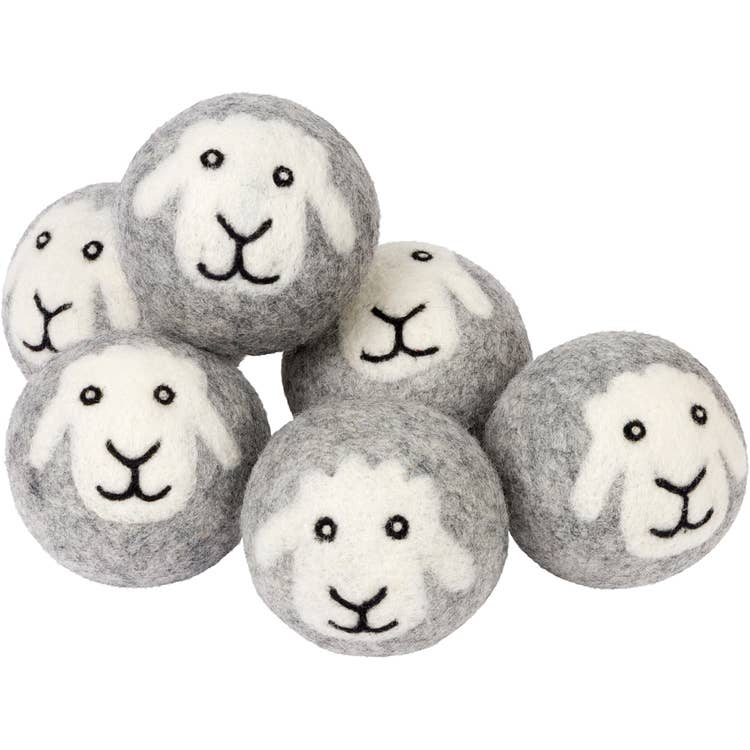 "Smiling Sheep" Hand-Felted Dryer Balls Bulk 15 balls